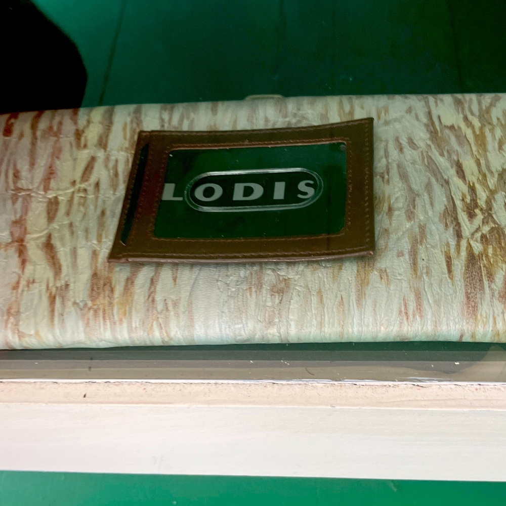 Lodis Cream and Brown Textured Wallet Circa 2000